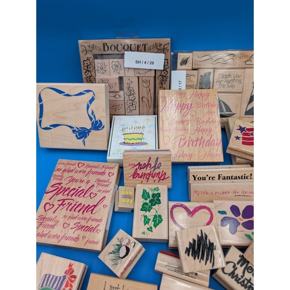Wholesaler Reseller Crafter Enthusiast Wooden Rubber Stamp Lot Of 50+ Misc